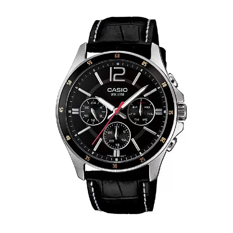 Casio Black Dial Multifunction Men's Watch- MTP-1374L-1AV